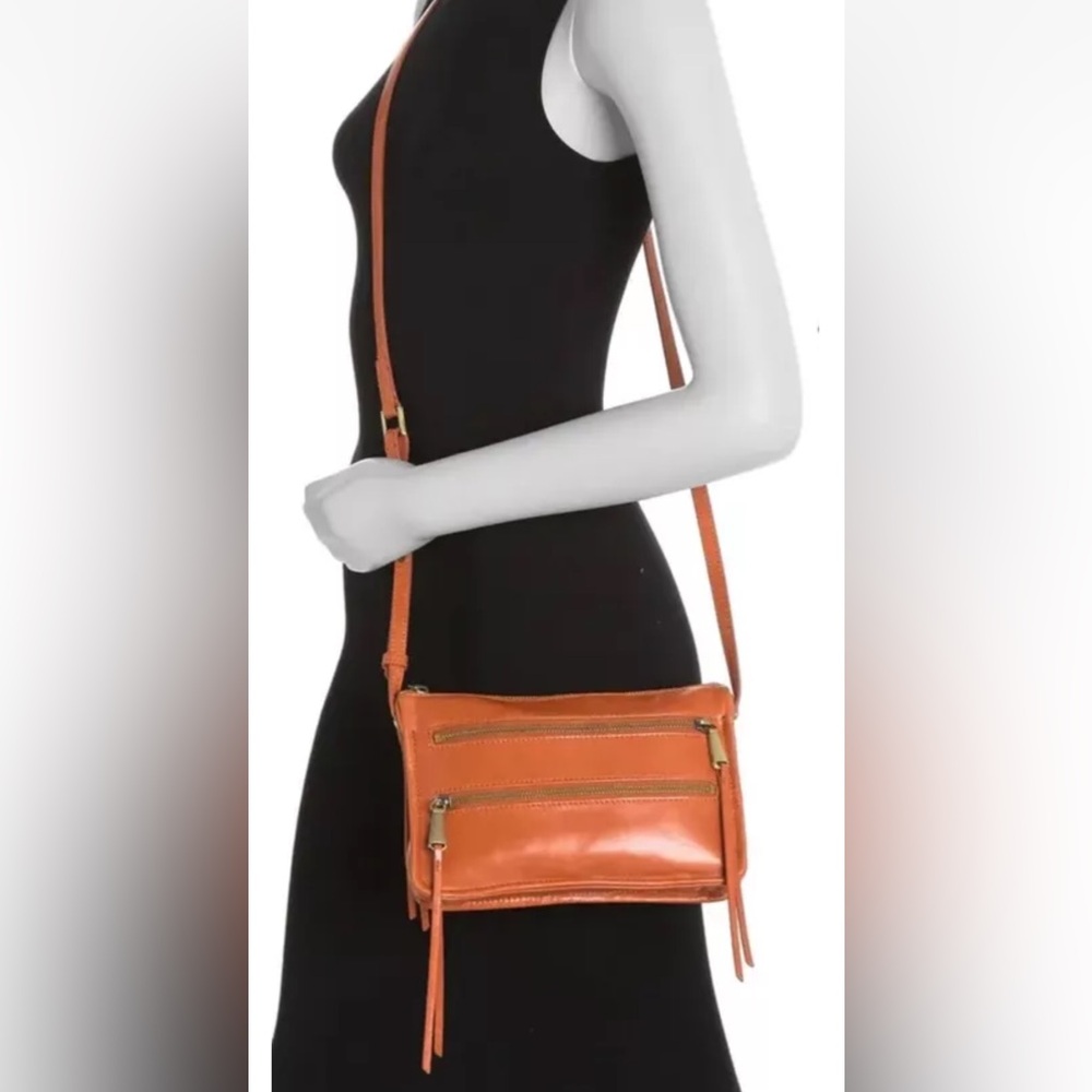Orange Hobo International Leather Crossbody Bag Small Purse Mission Clay